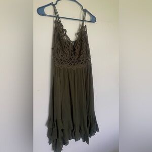 Free People Lace Babydoll Olive Dress
